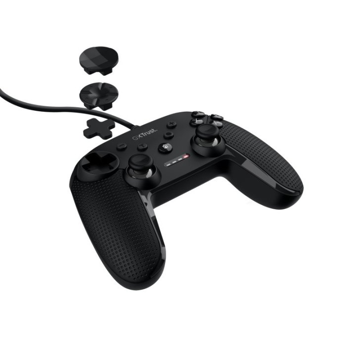 Gamepad Trust Gxt 541 Muta 24789 Color Negro Cable 3m Panel Digital Intercambiable Gatillo Sensible A La Presion Para Pc
