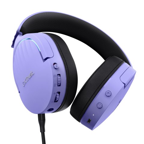 Headset Bluetooth Trust Gaming Fayzo Gxt 491 Lila 25305 Bt Y Usb 2.4ghz Microfono Desmontable Y Flexible Carga Usb-c Controle