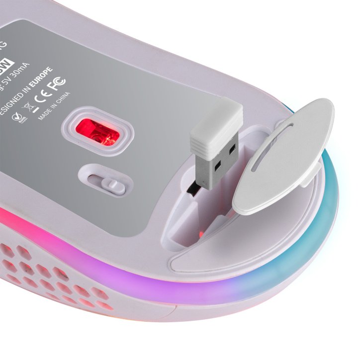 Mouse Mars Gaming Wireless Rgb Mmw3 White Usb 2.4g Bateria Recargable 3200dpi Ultraligero Hive Iluminacion Rgb Flow