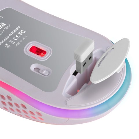 Mouse Mars Gaming Wireless Rgb Mmw3 White Usb 2.4g Bateria Recargable 3200dpi Ultraligero Hive Iluminacion Rgb Flow