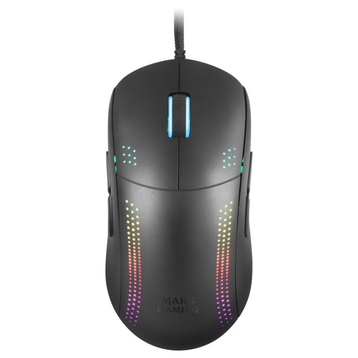 Mouse Mars Gaming Rgbmmpro Black Ambidiestro 32k Dpi Optica Pixart 3335pro 9 Botones 4 De Ellos Extraibles Switeches Mecanico