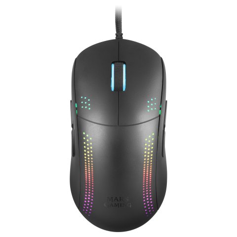 Mouse Mars Gaming Rgbmmpro Black Ambidiestro 32k Dpi Optica Pixart 3335pro 9 Botones 4 De Ellos Extraibles Switeches Mecanico