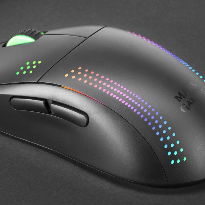 Mouse Mars Gaming Rgbmmpro Black Ambidiestro 32k Dpi Optica Pixart 3335pro 9 Botones 4 De Ellos Extraibles Switeches Mecanico