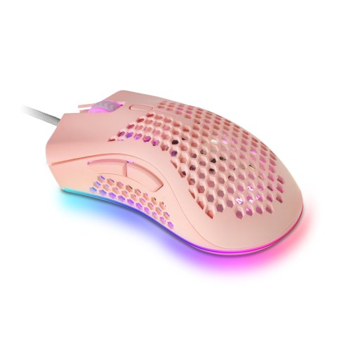Mouse Mars Gaming Rgb Mmex Dise¾o Hive Pink 32kdpi Pixart 3389pro Switch Superficie Perforada Iluminacion Rgb Chroma
