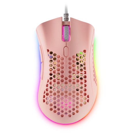 Mouse Mars Gaming Rgb Mmex Dise¾o Hive Pink 32kdpi Pixart 3389pro Switch Superficie Perforada Iluminacion Rgb Chroma
