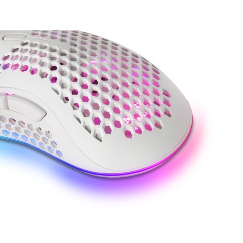 Mouse Mars Gaming Rgb Mmex Dise¾o Hive White 32kdpi Pixart 3389pro Switch Superficie Perforada Iluminacion Rgb Chroma