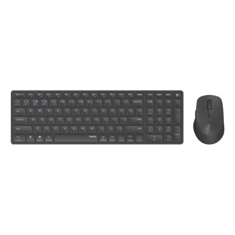 Pack Teclado Y Mouse Rapoo Wireless Y Bluetooth 9700m 2,4ghz Bt 4.0 Bt 5.0 Ultradelgado 1600 Dpi Bateria Gris Oscuro Multi Mo