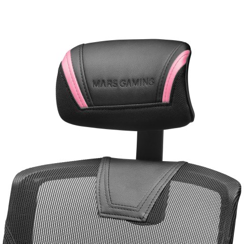 Silla Ergonomica Mars Gaming Mgc-ergo Negra Con Detalles En Rosa Respaldo En Malla Transpirable Ajuste Lumbar-cervical-reposa