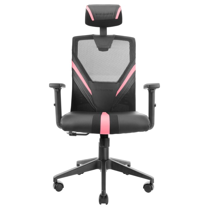 Silla Ergonomica Mars Gaming Mgc-ergo Negra Con Detalles En Rosa Respaldo En Malla Transpirable Ajuste Lumbar-cervical-reposa