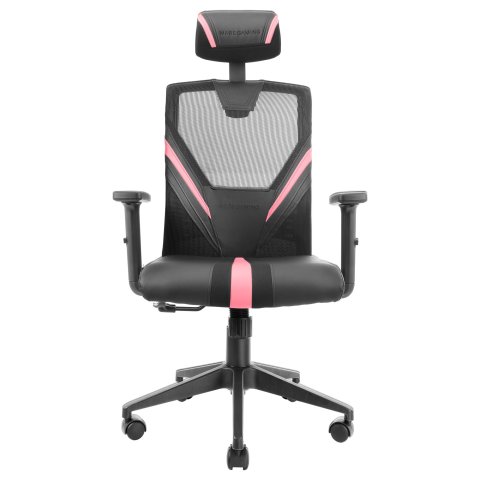 Silla Ergonomica Mars Gaming Mgc-ergo Negra Con Detalles En Rosa Respaldo En Malla Transpirable Ajuste Lumbar-cervical-reposa