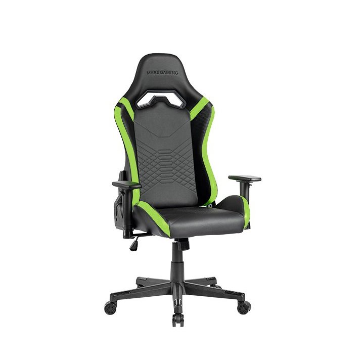 Silla Gamer Mars Gaming Mgcprobg Negra Con Detalle Verdes Brazos Regulables En Altura Reclinable 135º Cojines Ergonomicos Sof