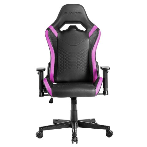 Silla Gamer Mars Gaming Mgcprobp Negra Con Detalle Violetas Brazos Regulables En Altura Reclinable 135º Cojines Ergonomicos S