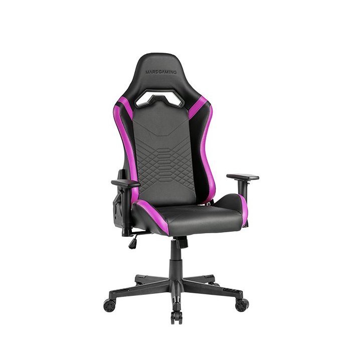 Silla Gamer Mars Gaming Mgcprobp Negra Con Detalle Violetas Brazos Regulables En Altura Reclinable 135º Cojines Ergonomicos S