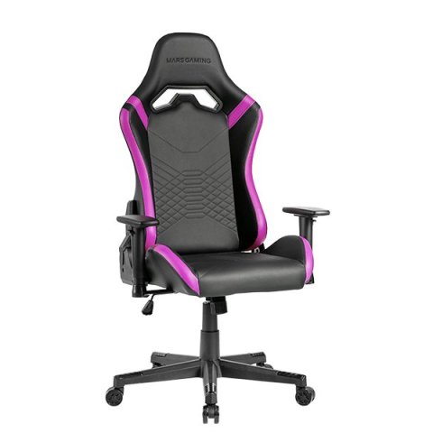 Silla Gamer Mars Gaming Mgcprobp Negra Con Detalle Violetas Brazos Regulables En Altura Reclinable 135º Cojines Ergonomicos S