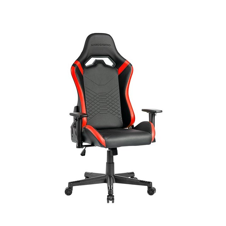 Silla Gamer Mars Gaming Mgcprobr Negra Con Detalle Rojos Brazos Regulables En Altura Reclinable 135º Cojines Ergonomicos Soft