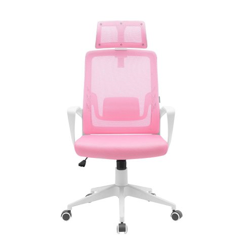 Silla Ergonomica Mars Gaming Mgcergolitewpk Rosa Con Detalles En Blanco Respaldo En Malla Transpirable Ajuste Lumbar-cervical