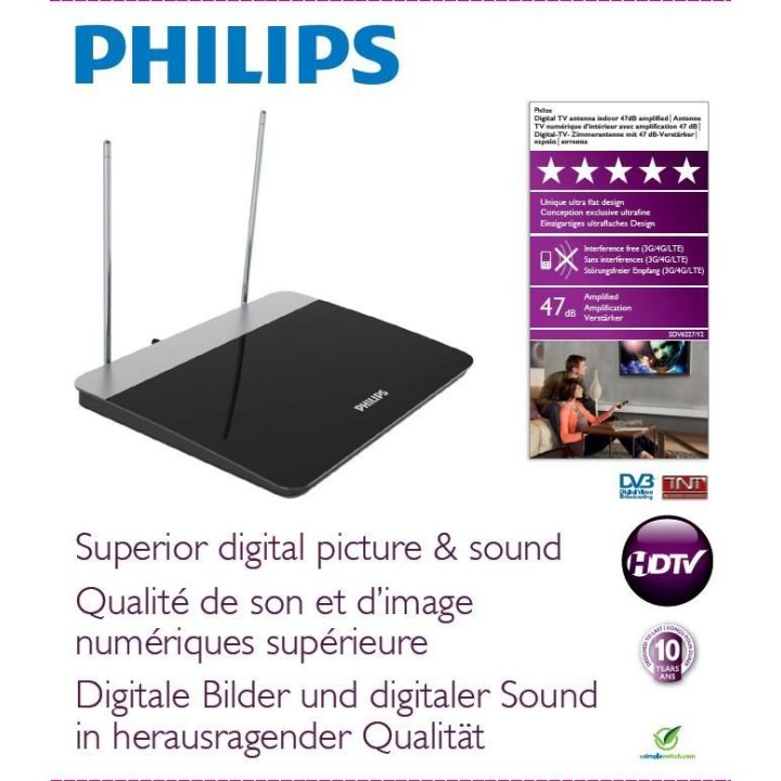 Antena Tdt Interior Philips Hdtv   Uhf   Vhf Ultraplana Filtro 4g