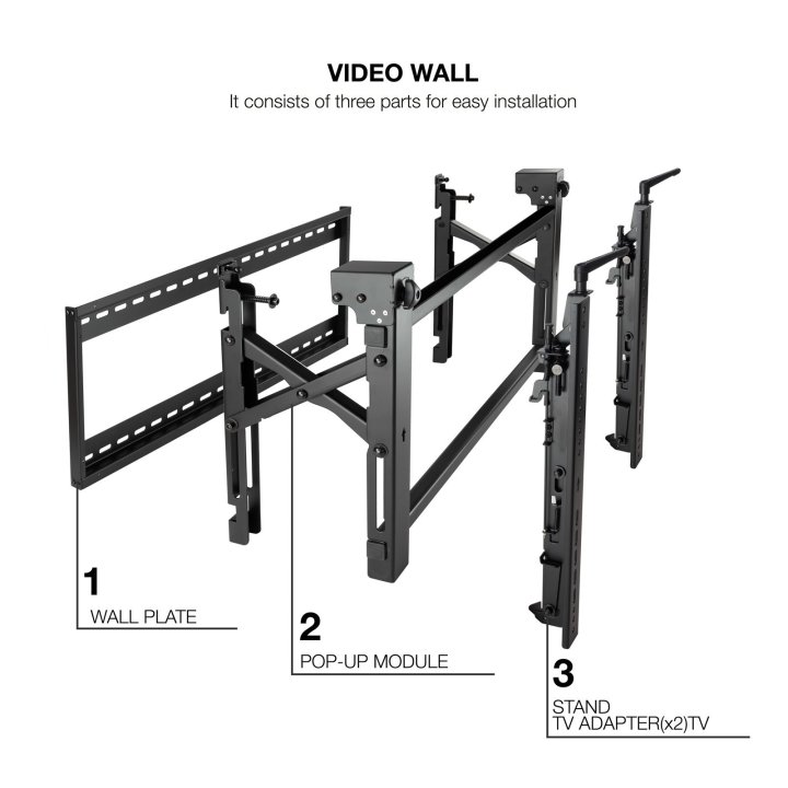 Soporte De Pared Orientable Tooq Tqvw5470t Para Pantallas 54" A 70" Video Wall 6 Puntos De Regulacion Antirrobo Vesa 200x200 