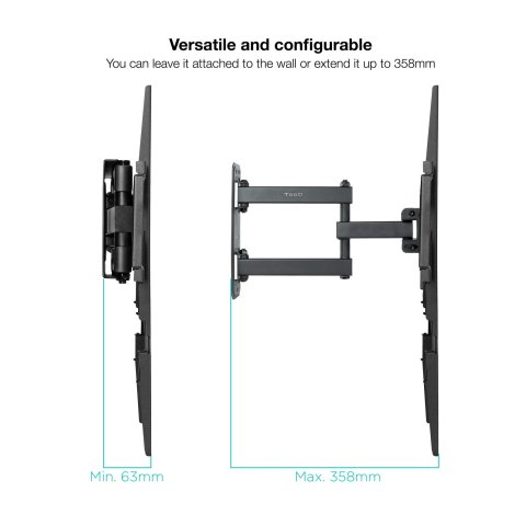 Soporte De Pared Orientable Tooq Lp7843tn-b Para Pantalla 32"- 55" Doble Brazo Con Giro E Inclinacion Max 35kg Vesa 100x100 H