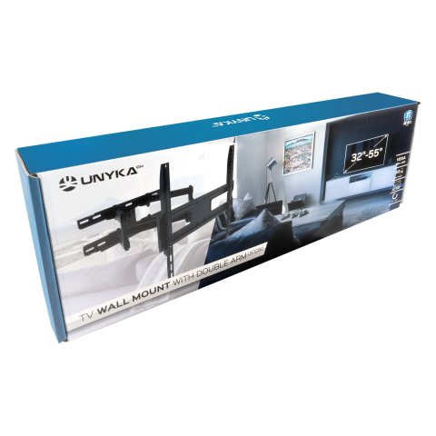 Soporte De Pared Orientable Unyka Uk740401 Articulado De Doble Brazo 32-55" Max. 50 Kg Vesa Max. 400x400 Mm