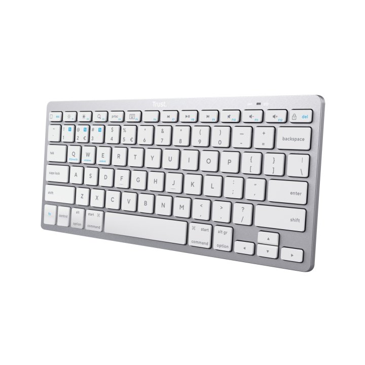 Teclado Trust Basics Bluetooth Ultrafino Para Pc, Tableta Y Smartphone Color Blanco plata 24654
