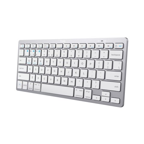 Teclado Trust Basics Bluetooth Ultrafino Para Pc, Tableta Y Smartphone Color Blanco plata 24654
