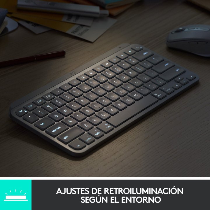 Teclado Logitech Bluetooth Mx Keys Mini Iluminado Compacto Recargable Usb-c Color Rosa 920-010813