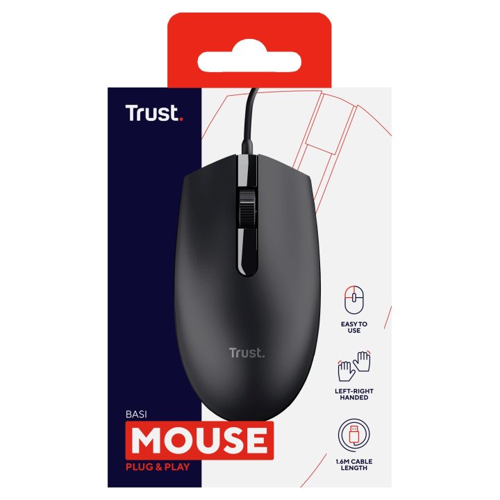 Mouse Trust Basi Usb 3 Botones Y Rueda De Desplazamiento 1200dpi 24271