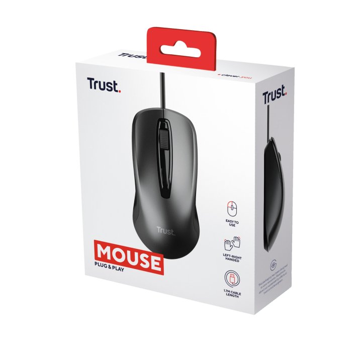 Mouse Trust Basics Usb 3 Botones Y Rueda Desplazamiento 1200dpi Color Negro 24657