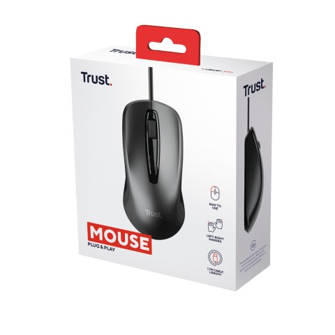 Mouse Trust Basics Usb 3 Botones Y Rueda Desplazamiento 1200dpi Color Negro 24657