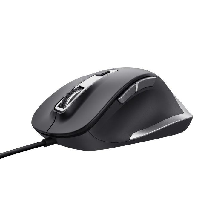 Mouse Trust Fyda Con Cable, 6 Botontes, Rueda Desplazamiento 5000dpi Negro 24728