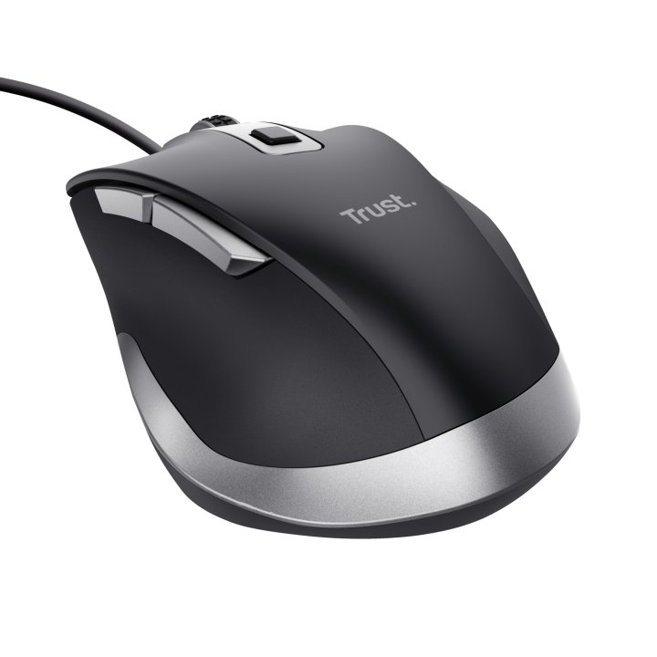 Mouse Trust Fyda Con Cable, 6 Botontes, Rueda Desplazamiento 5000dpi Negro 24728