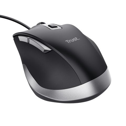 Mouse Trust Fyda Con Cable, 6 Botontes, Rueda Desplazamiento 5000dpi Negro 24728