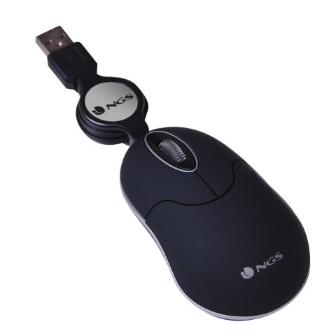 Mouse Ngs Negro Para Portátil Con Cable Retráctil Ngs Sin Black