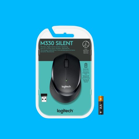 Mouse Logitech Wireless M330 Silent (noise Reduction) Color Black P n 910-004909