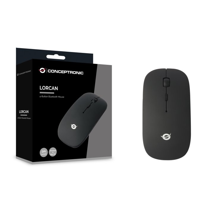 Mouse Conceptronic Bluetooth Lorcan01 4 Botones 1600dpi Color Negro