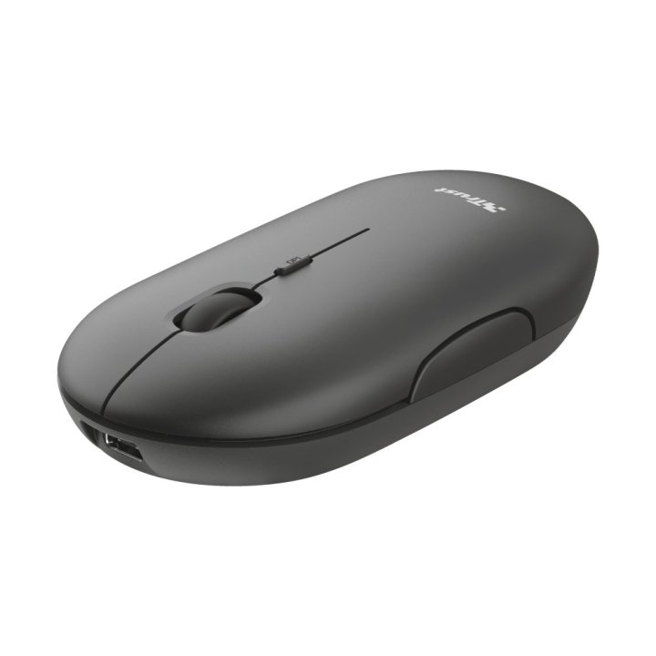 Mouse Trust Wireless Puck Recargable- Ultrafino - Botones Silenciosos- 800 1200 1600dpi - Receptor Micro Usb Color Negro 2405