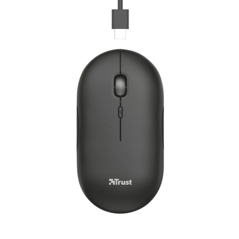 Mouse Trust Wireless Puck Recargable- Ultrafino - Botones Silenciosos- 800 1200 1600dpi - Receptor Micro Usb Color Negro 2405