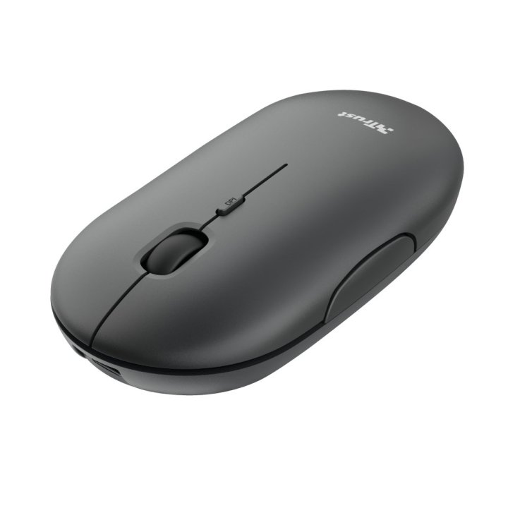 Mouse Trust Wireless Puck Recargable- Ultrafino - Botones Silenciosos- 800 1200 1600dpi - Receptor Micro Usb Color Negro 2405