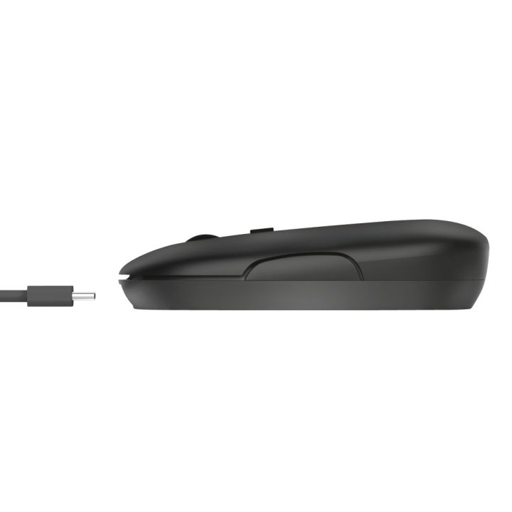 Mouse Trust Wireless Puck Recargable- Ultrafino - Botones Silenciosos- 800 1200 1600dpi - Receptor Micro Usb Color Negro 2405