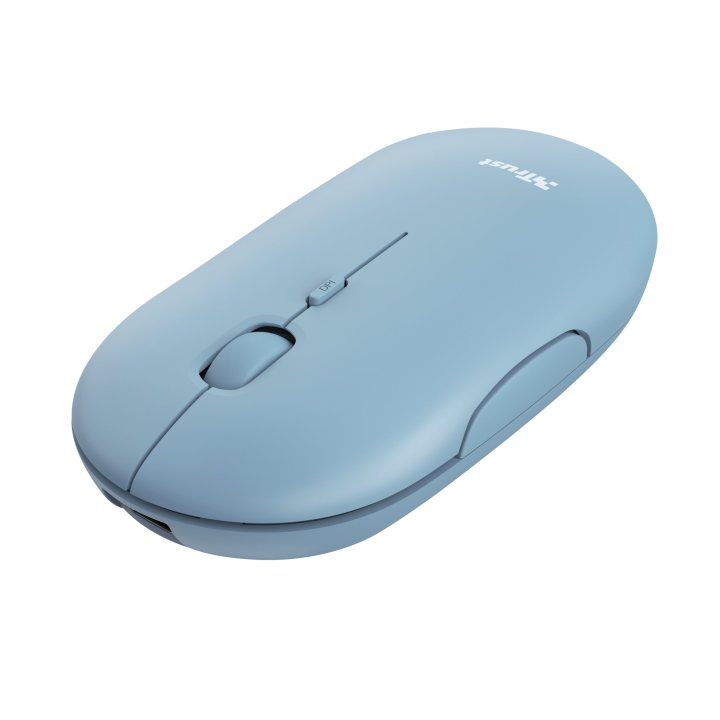 Mouse Trust Wireless Puck Recargable- Ultrafino - Botones Silenciosos- 800 1200 1600dpi - Receptor Micro Usb Color Azul 24126
