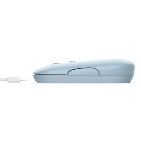 Mouse Trust Wireless Puck Recargable- Ultrafino - Botones Silenciosos- 800 1200 1600dpi - Receptor Micro Usb Color Azul 24126