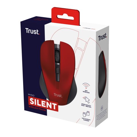 Mouse Trust Wireless Mydo Silent Red Alcance 10m Ambidiestro Microusb 21871 - Liq*
