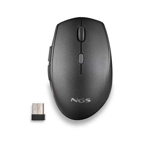 Mouse Ngs Wireless Ergo Bee Black Con Teclas Silenciosas Negro