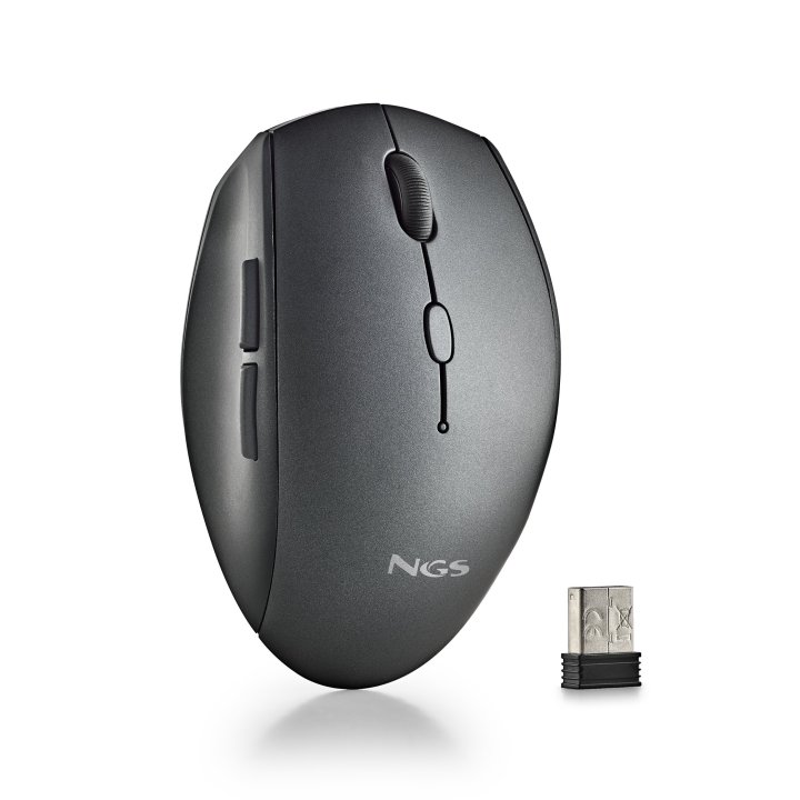 Mouse Ngs Wireless Ergo Bee Black Con Teclas Silenciosas Negro