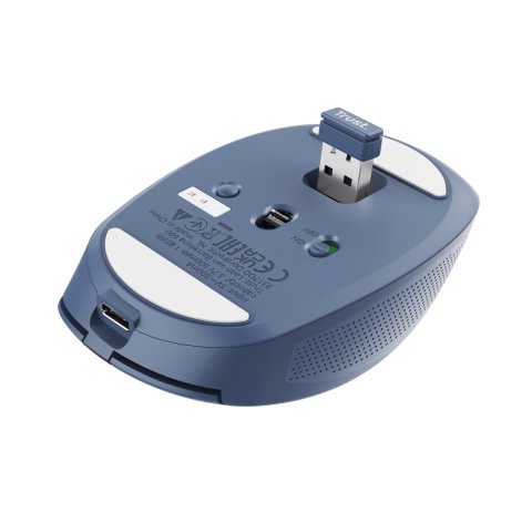 Mouse Trust Wireless Y Bluetooth Ozaa 24934 Azul Recargable- Sensor Optico - 6 Botones - 800 1600 3200dpi - Receptor Usb-a us