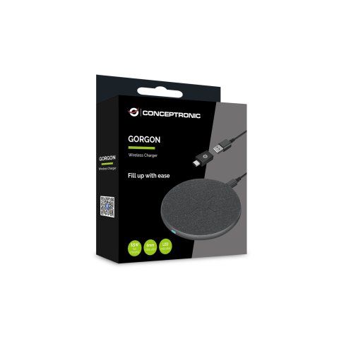 Cargador Inalambrico Conceptronic Gorgon03g Qi 15w Carga Rapida De Aluminio