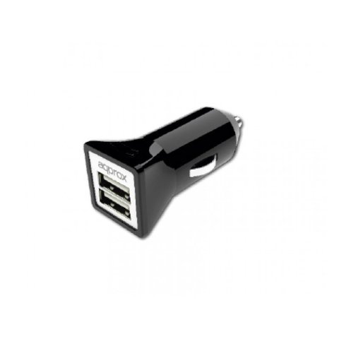 Cargador De Coche Approx 2 Usb 5v 3,1 Ah Color Negro Appusbcar31b