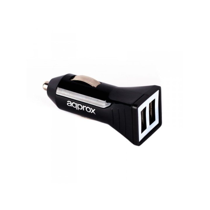 Cargador De Coche Approx 2 Usb 5v 3,1 Ah Color Negro Appusbcar31b
