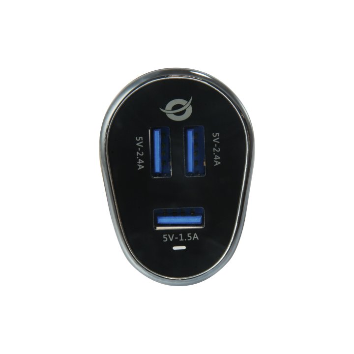 Cargador De Coche Conceptronic Carden06b 3 Puertos Usb A ( 2 P 5v 2.4a 1p 5v 1.5a ) 31.5w